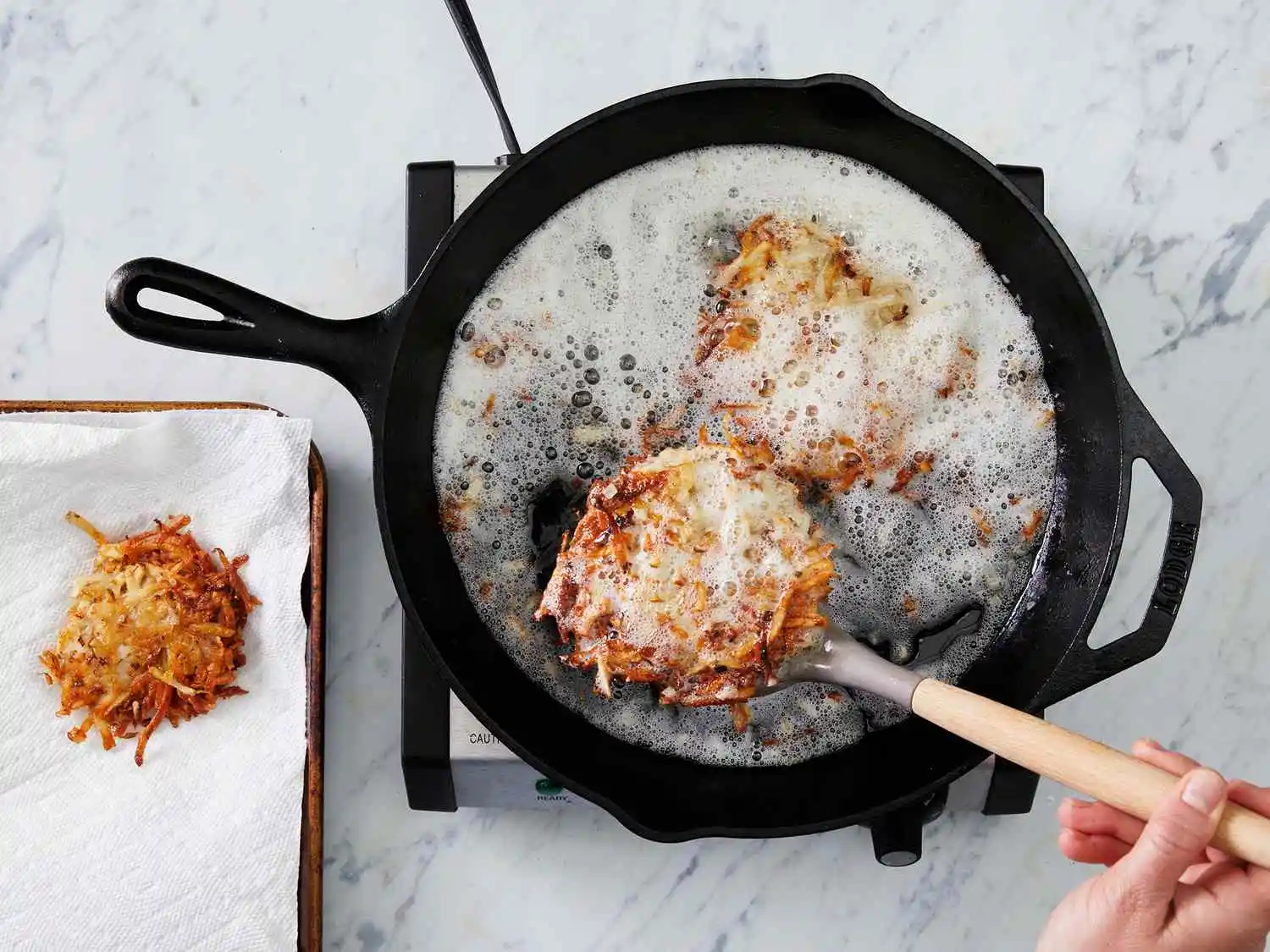 deep frying hash brown